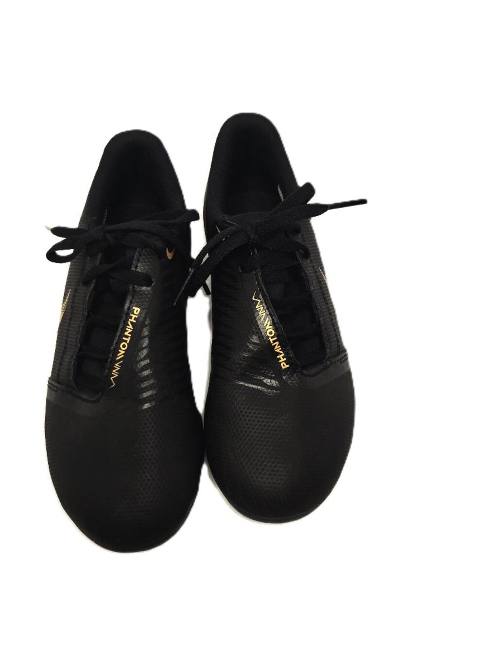 Nike Phantom VNM Club Soccer Cleats Boys Size 1Y Black Gold Shoes Lace-up Youth